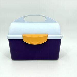 VTG 90s’ Rubbermaid Clik Purple & Orange Lunch Box Pail Latch Cooler Model 2914
